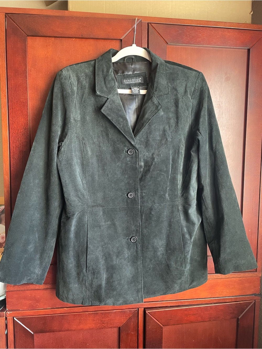 Dialogue black suede button up leather jacket size medium